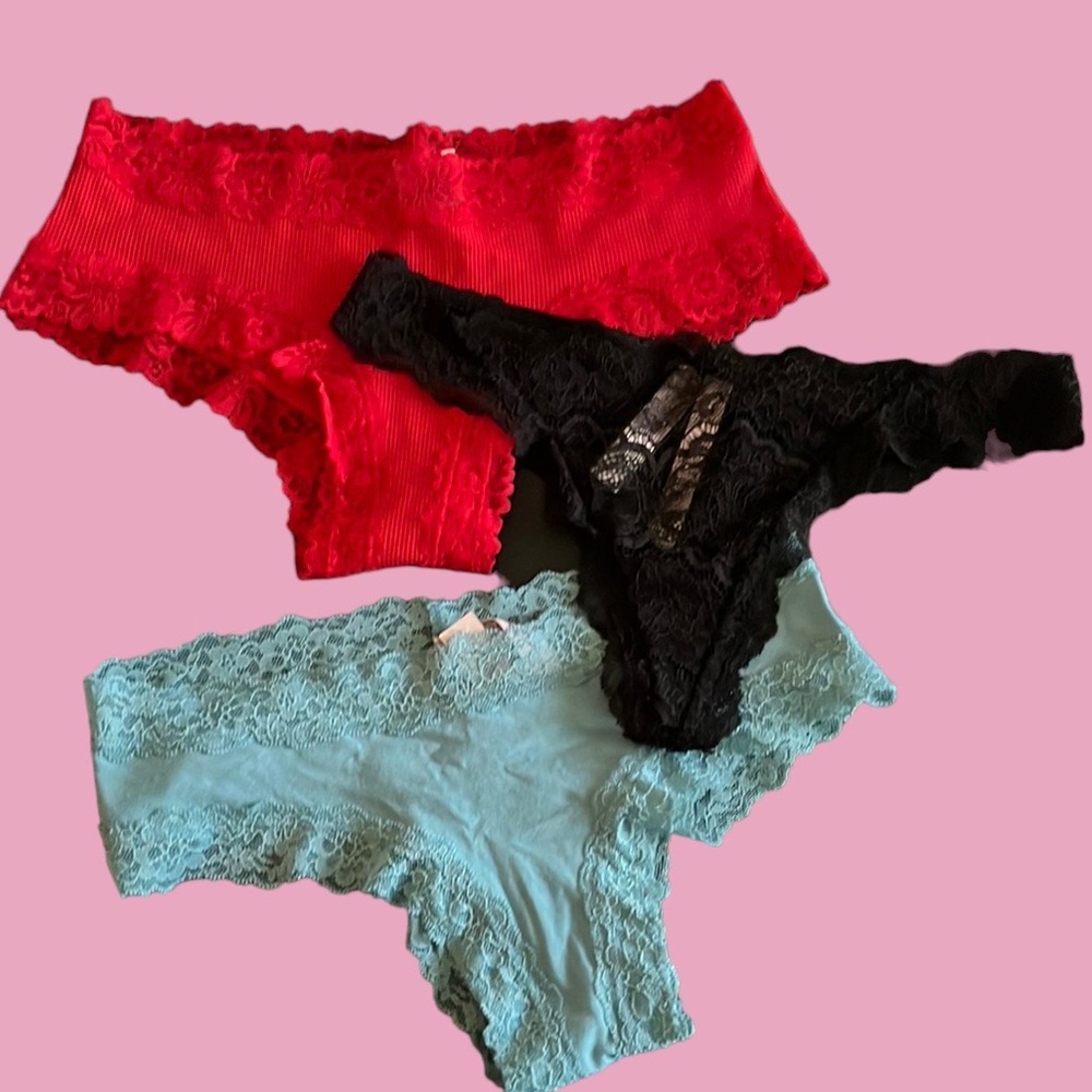 NWT Set of 3 PINK Victoria’s Secret Lace Panties size S